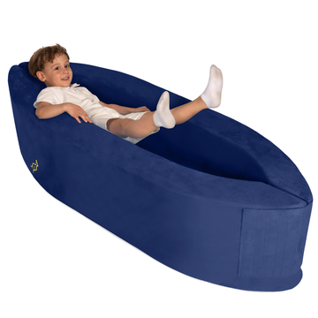 Sensory Chair for Kids — Sensory Soft Canoe for Children – Deluxe Adjustable Compression Peapod Foam Dark Blue
