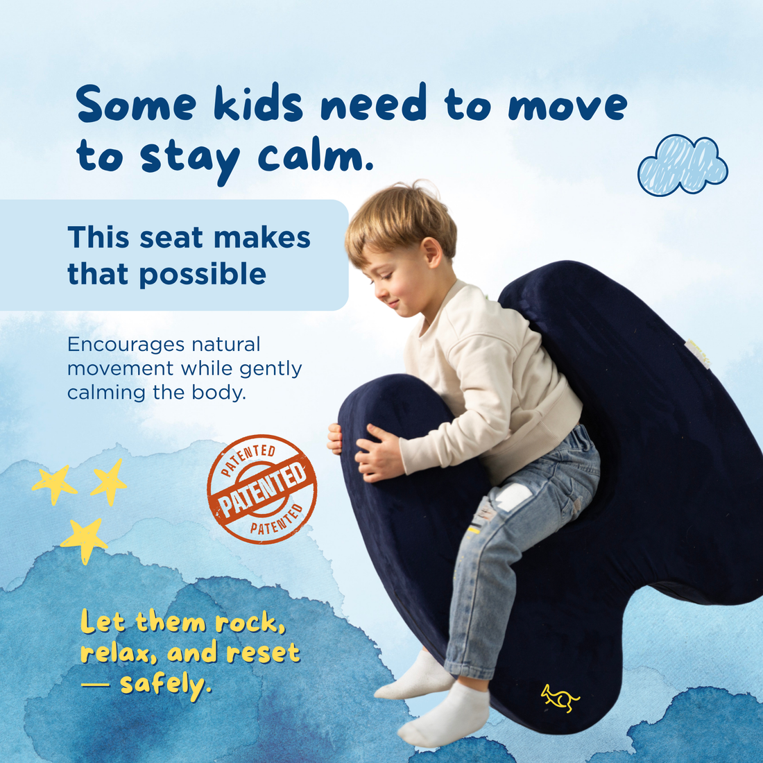 Sensory Soft Squeeze Seat – Calming Compression Chair for Kids with Sensory Needs, Washable Cover, Rocking Design