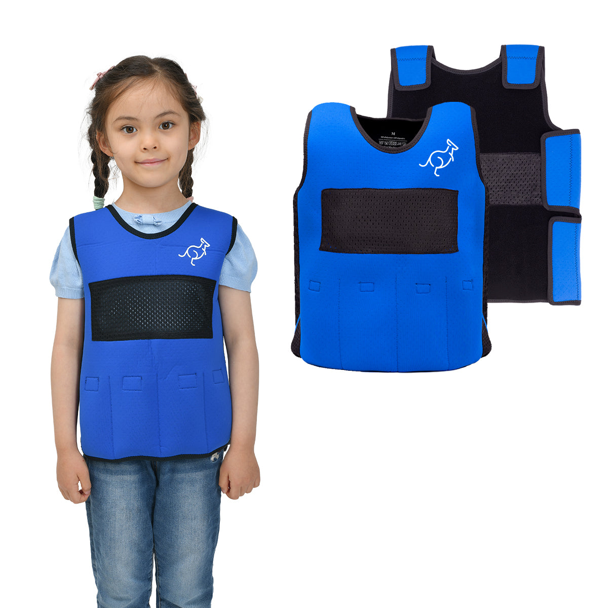 Weighted Vest for Kids Sensory Compression Vest Deep Pressure Comfort (Blue)