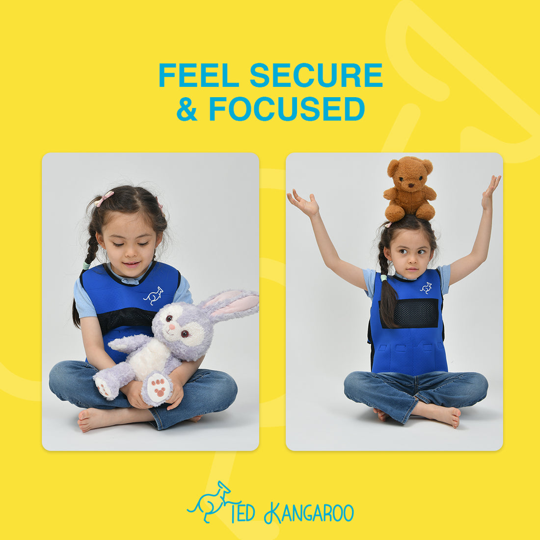 Weighted Vest for Kids Sensory Compression Vest Deep Pressure Comfort (Blue)
